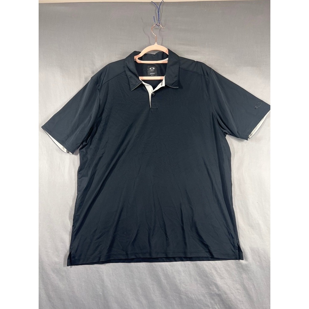 Oakley Mens XL Regular Fit Polo Shirt Black Short Sleeve Golf Performance Logo